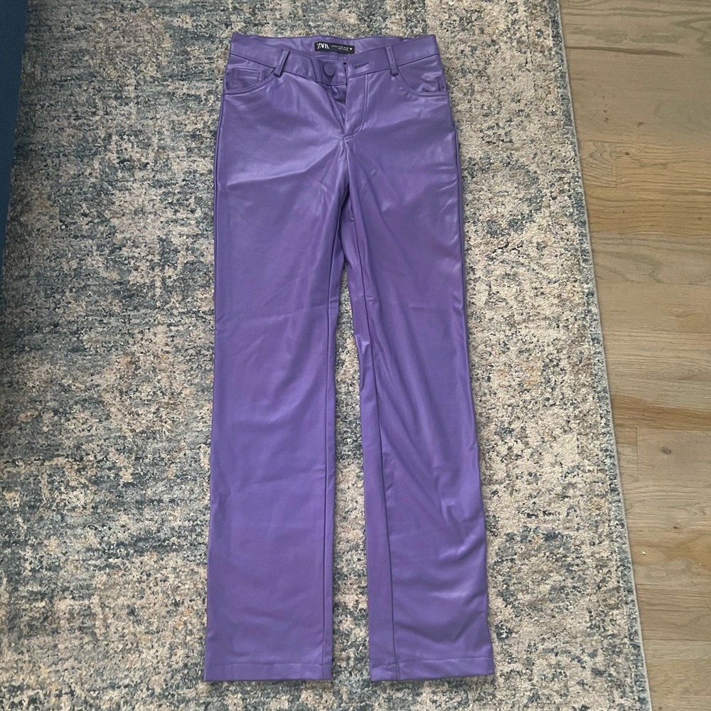Zara purple leather pants